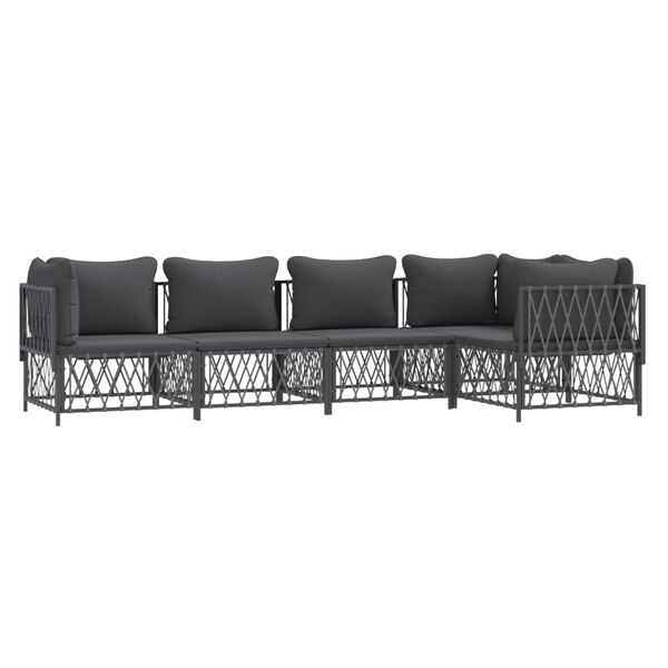 vidaXL 5 Piece Garden Lounge Set with Cushions Anthracite Steel