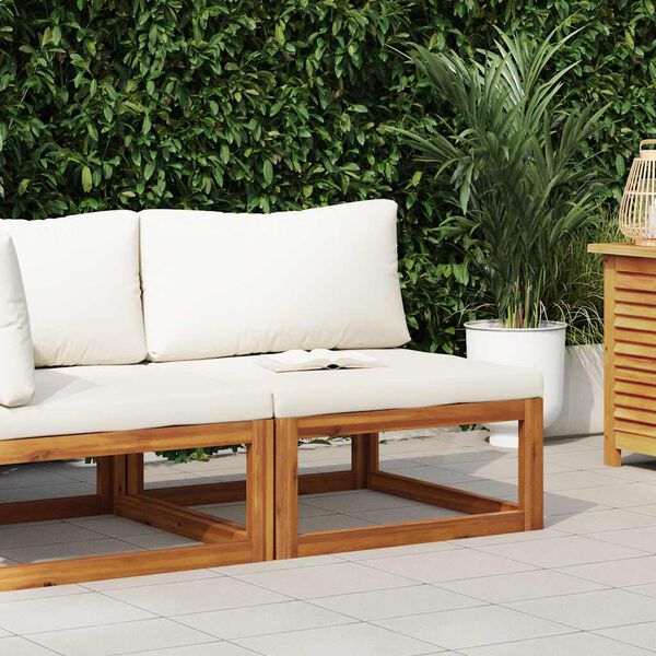 vidaXL Sectional Middle Sofa & Cream White Cushion Solid Acacia Wood