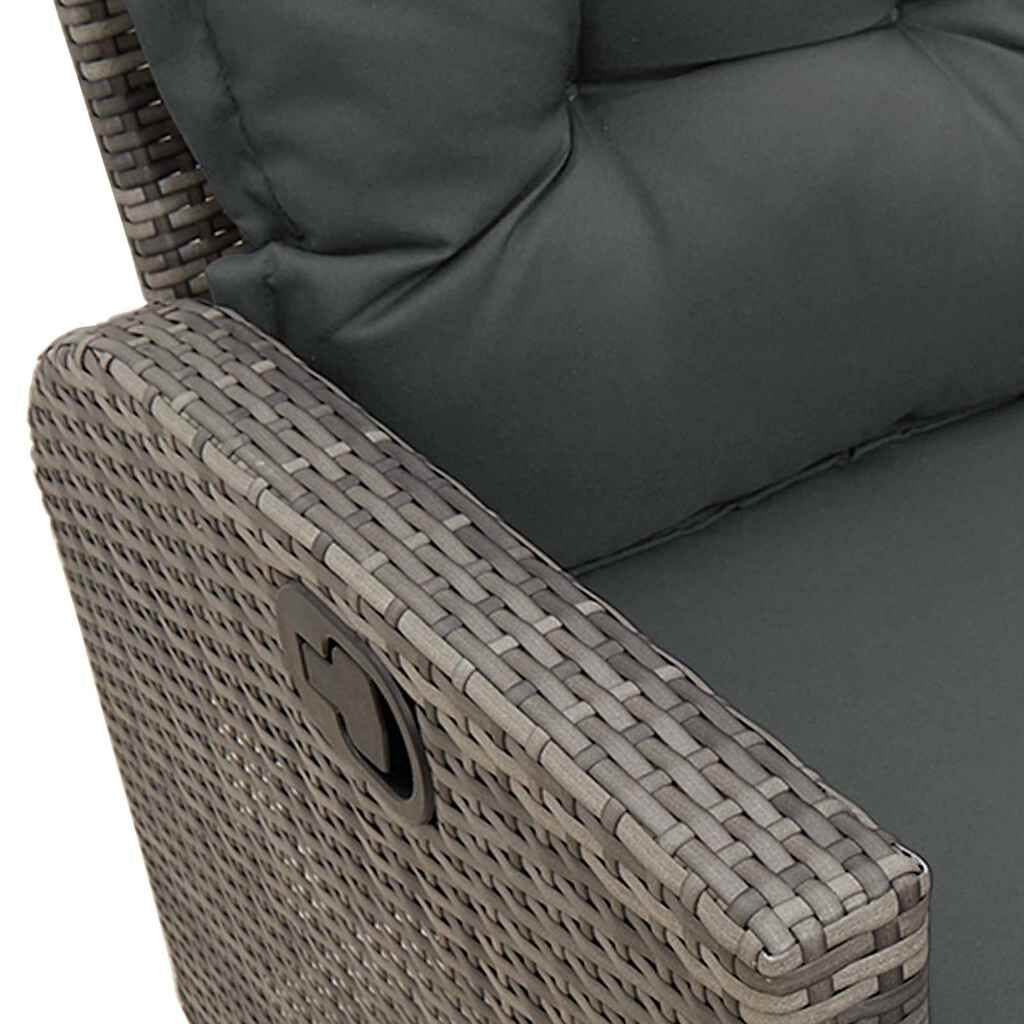 vidaXL 3 Piece Garden Sofa Set with Cushions L-shaped Grey Poly Rattan