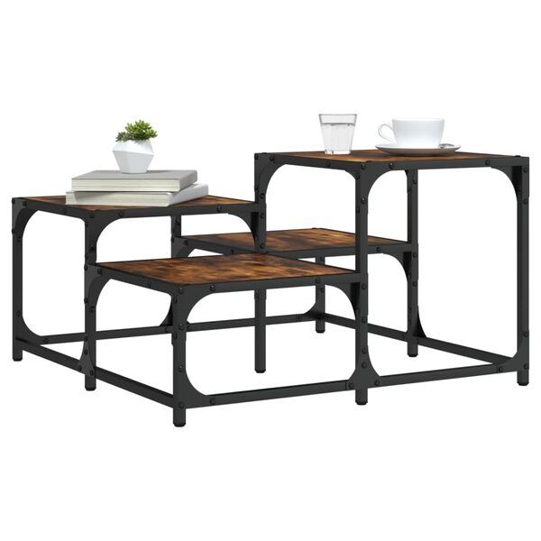 vidaXL Coffee Table Smoked Oak 68x68x40 cm Engineered Wood