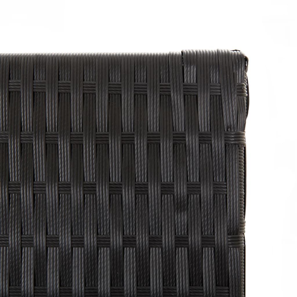 vidaXL Room Divider 3 Panels Black Poly Rattan