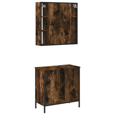 vidaXL 2 Piece Bathroom Furniture Set Smoked Oak Engineered Wood