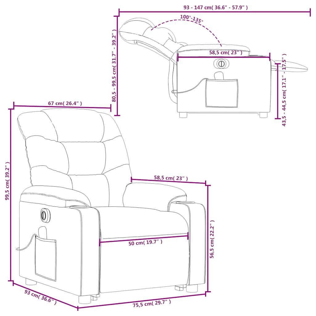 vidaXL Electric Stand up Massage Recliner Chair Light Grey Fabric
