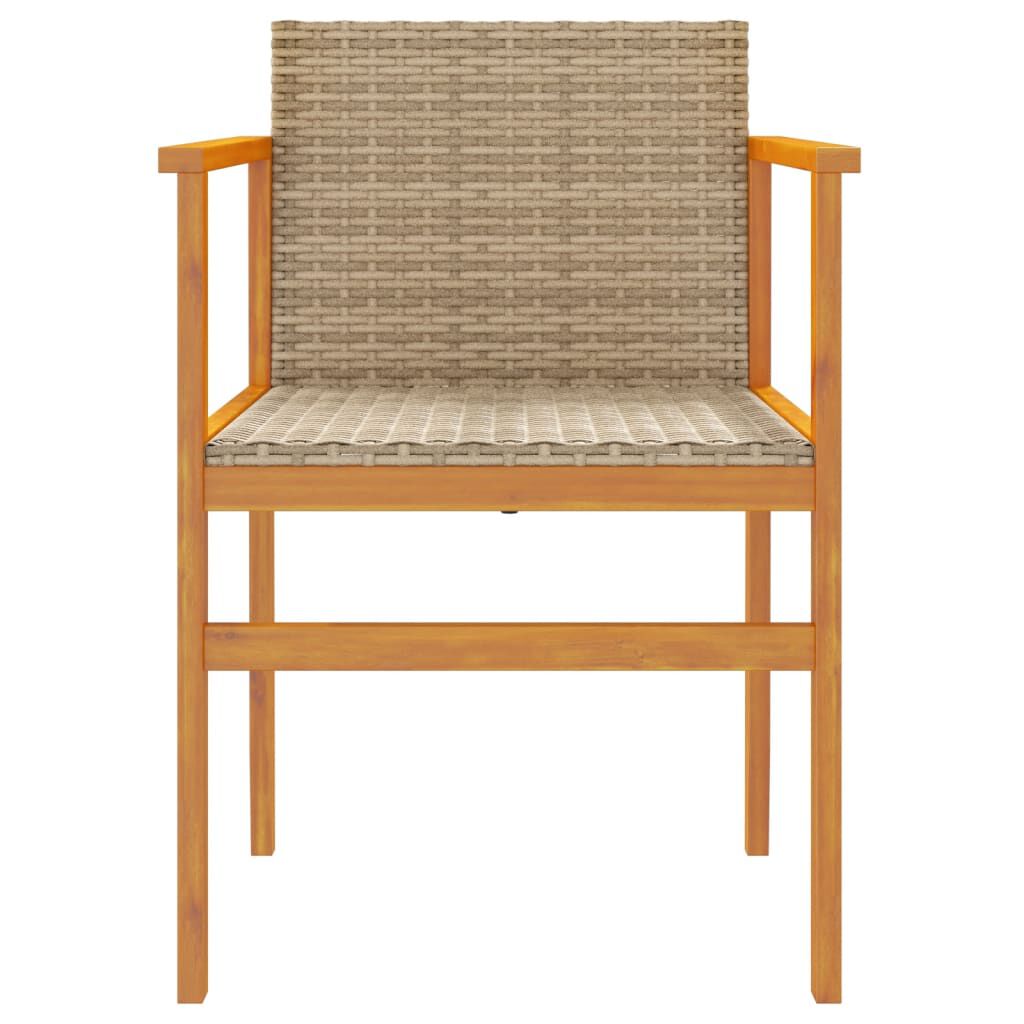 vidaXL Garden Chairs 2 pcs Beige Poly Rattan&Solid Wood