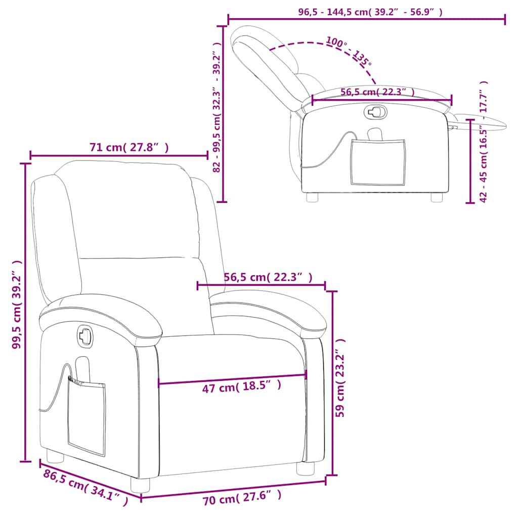 vidaXL Massage Recliner Chair Dark Green Velvet