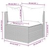 vidaXL Garden Corner Sofa with Cushions Grey Poly Rattan
