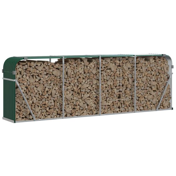 vidaXL Log Holder Green 300x45x100 cm Galvanised Steel