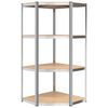 vidaXL 4-Layer Shelves 2 pcs Silver Steel&Engineered Wood