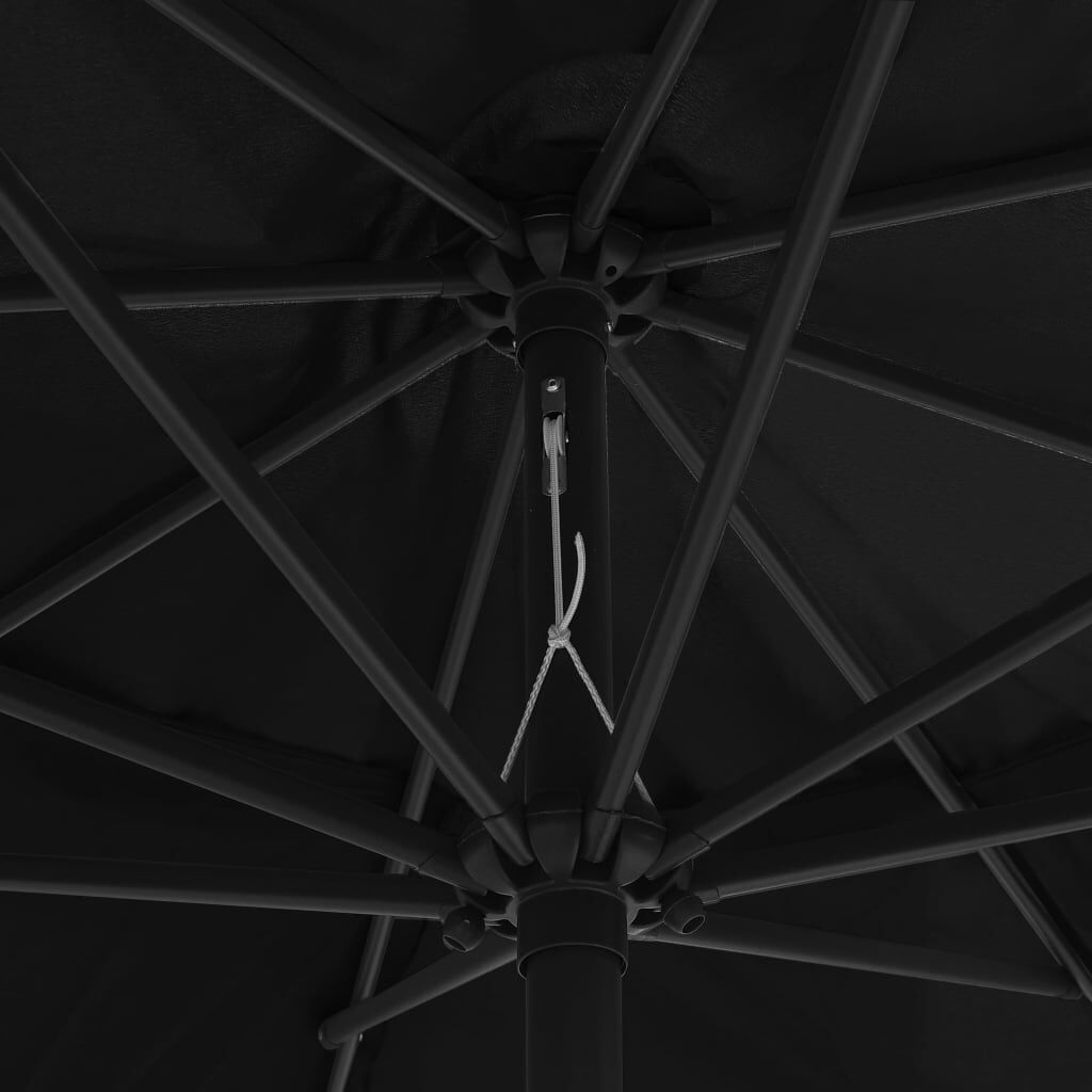 vidaXL Garden Parasol with Metal Pole 390 cm Black