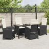 vidaXL Garden Dining Set with Cushion 5 pcs Black Poly Rattan