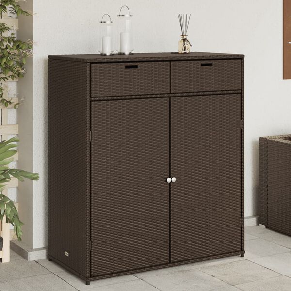 vidaXL Garden Storage Cabinet Brown 105x55x113 cm Poly Rattan