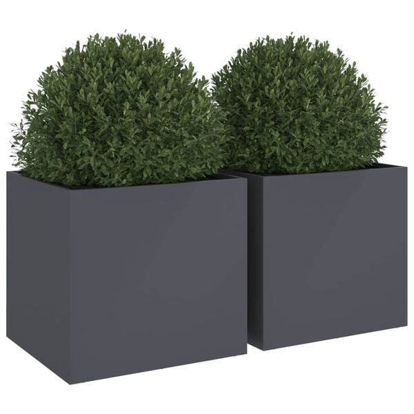 vidaXL Planters 2 pcs Anthracite 49x47x46 cm Steel