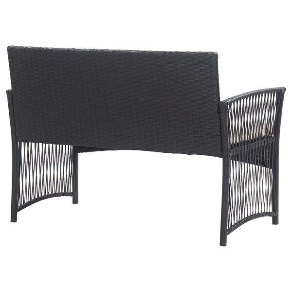 vidaXL 4 Piece Garden Lounge Set with Cushion Poly Rattan Black