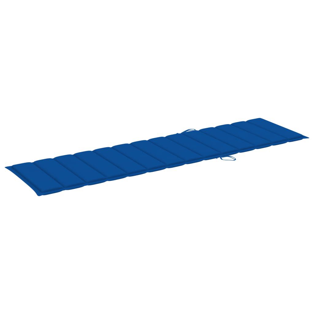 vidaXL Sun Lounger with Royal Blue Cushion Solid Teak Wood