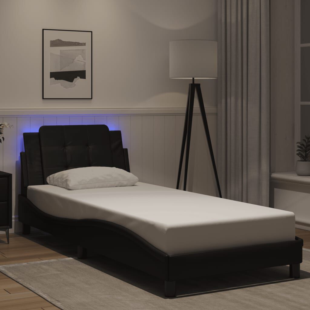 vidaXL Bed Frame with LED without Mattress Black 100x203 cm