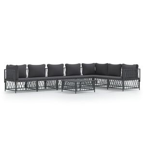 vidaXL 8 Piece Garden Lounge Set with Cushions Anthracite Steel