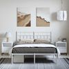 vidaXL Metal Bed Frame without Mattress with Headboard White 150x200cm