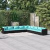 vidaXL 9 Piece Garden Lounge Set with Cushions Poly Rattan Black