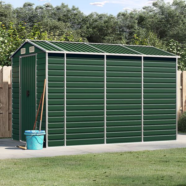 vidaXL Garden Shed Green 191x300x198 cm Galvanised Steel