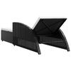 vidaXL Sun Lounger with Cream White Cushion Poly Rattan Black