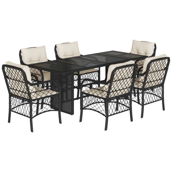 vidaXL 9 Piece Garden Dining Set with Cushions Grey Poly Rattan