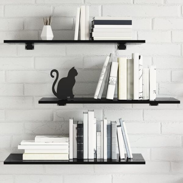 vidaXL Bookshelf Boards 8 pcs High Gloss Black 80x30x1.5 cm Engineered Wood