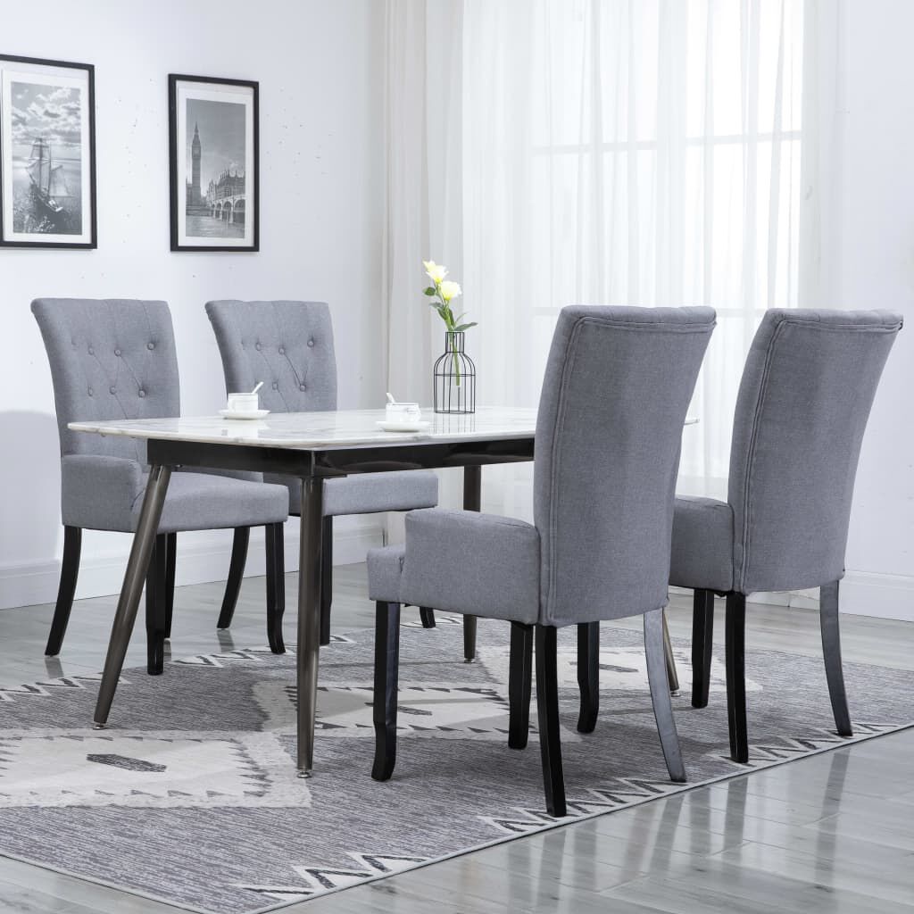 vidaXL Dining Chairs with Armrests 4 pcs Light Grey Fabric