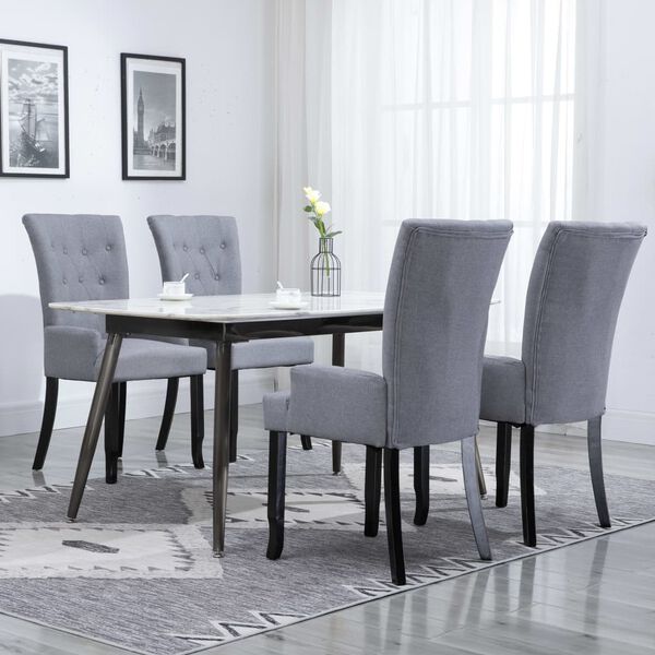 vidaXL Dining Chairs with Armrests 4 pcs Light Grey Fabric
