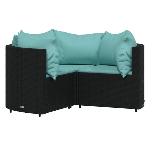 vidaXL 4 Piece Garden Lounge Set with Cushions Black Poly Rattan