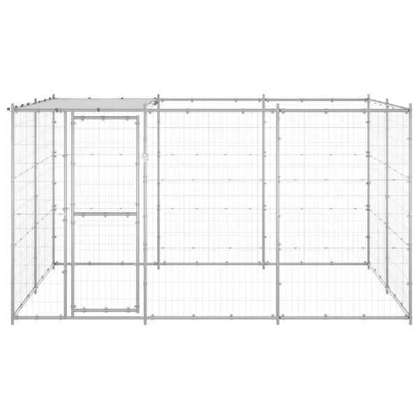 vidaXL Outdoor Dog Kennel Galvanised Steel with Roof 7.26 m&sup2;