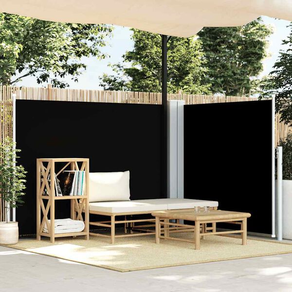 vidaXL Retractable Side Awning Black 140x1000 cm