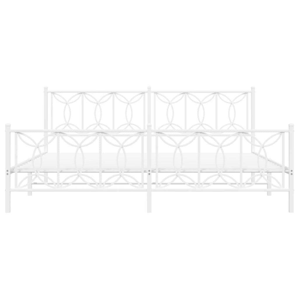 vidaXL Metal Bed Frame without Mattress with Footboard White 193x203cm