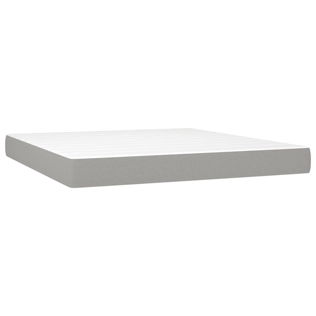 vidaXL Box Spring Bed with Mattress Light Grey 193x203 cm King Fabric