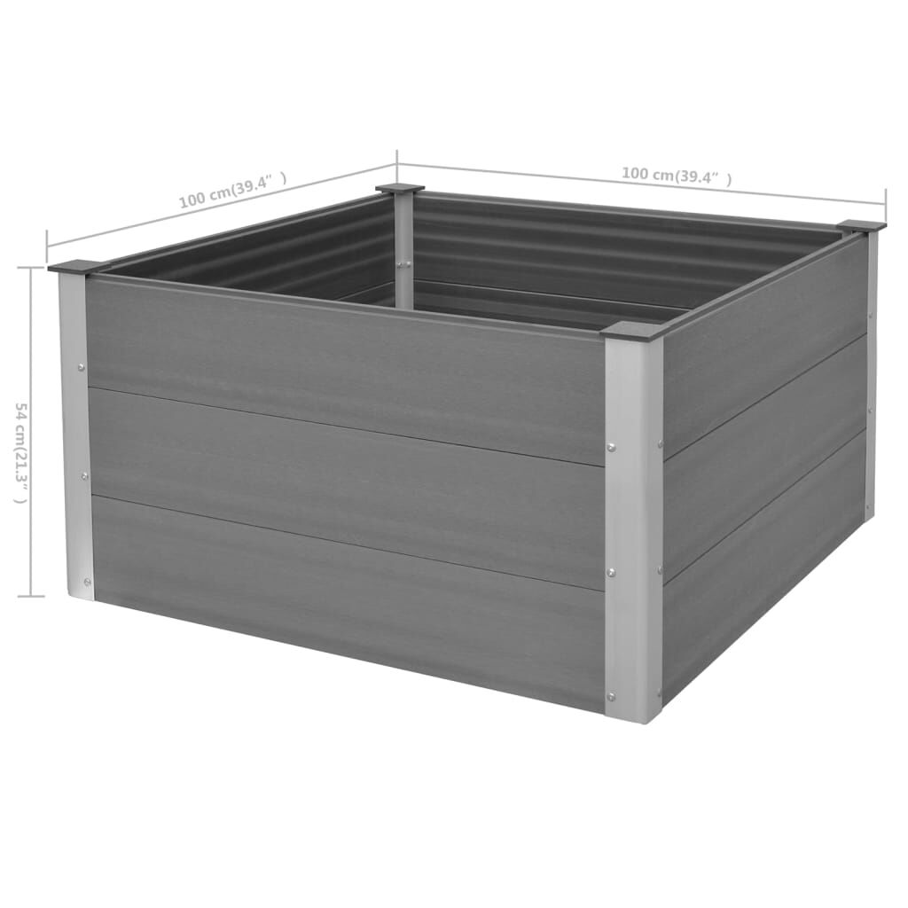 vidaXL Garden Raised Bed WPC 100x100x54 cm Grey