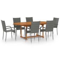 vidaXL 7 Piece Garden Dining Set Poly Rattan Grey