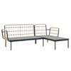 vidaXL 3 Piece Garden Lounge Set with Dark Grey Cushions Poly Rattan