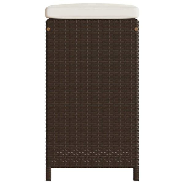 vidaXL Garden Bar Stools with Cushions 4 pcs Brown Poly Rattan