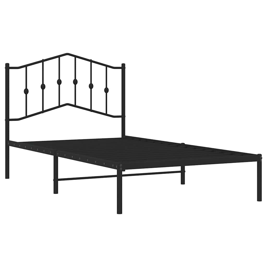 vidaXL Metal Bed Frame without Mattress with Headboard Black 100x190cm