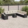 vidaXL 12 Piece Garden Sofa Set with Cushions Black Poly Rattan