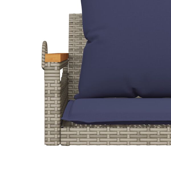 vidaXL Swing Bench with Cushions Grey 63x62x40 cm Poly Rattan