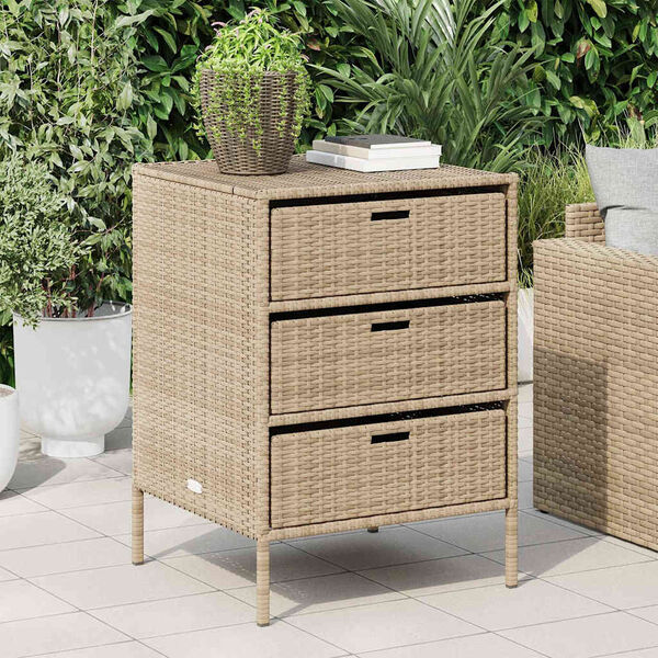 vidaXL Garden Storage Cabinet Beige 55x59x80 cm Poly Rattan