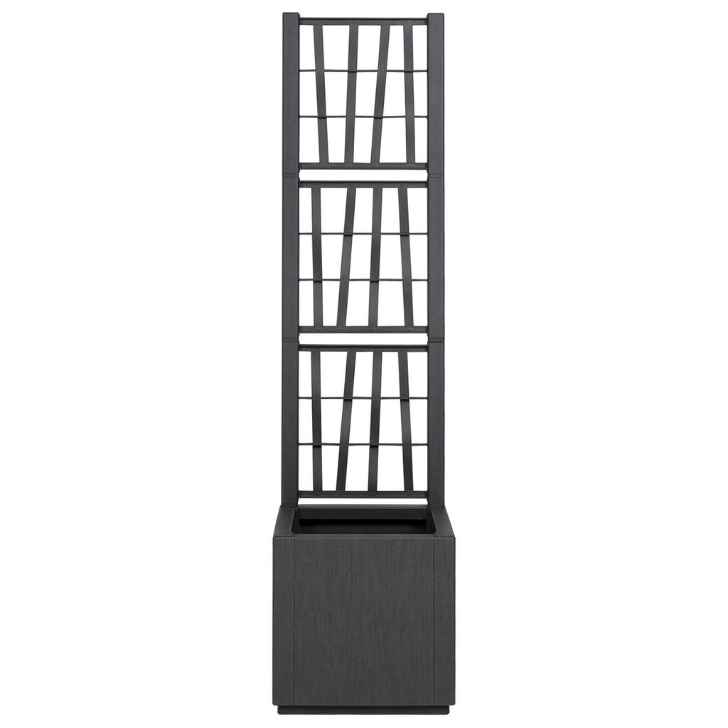 vidaXL Dark Grey Garden Planter with Trellis - 36x36x140 cm