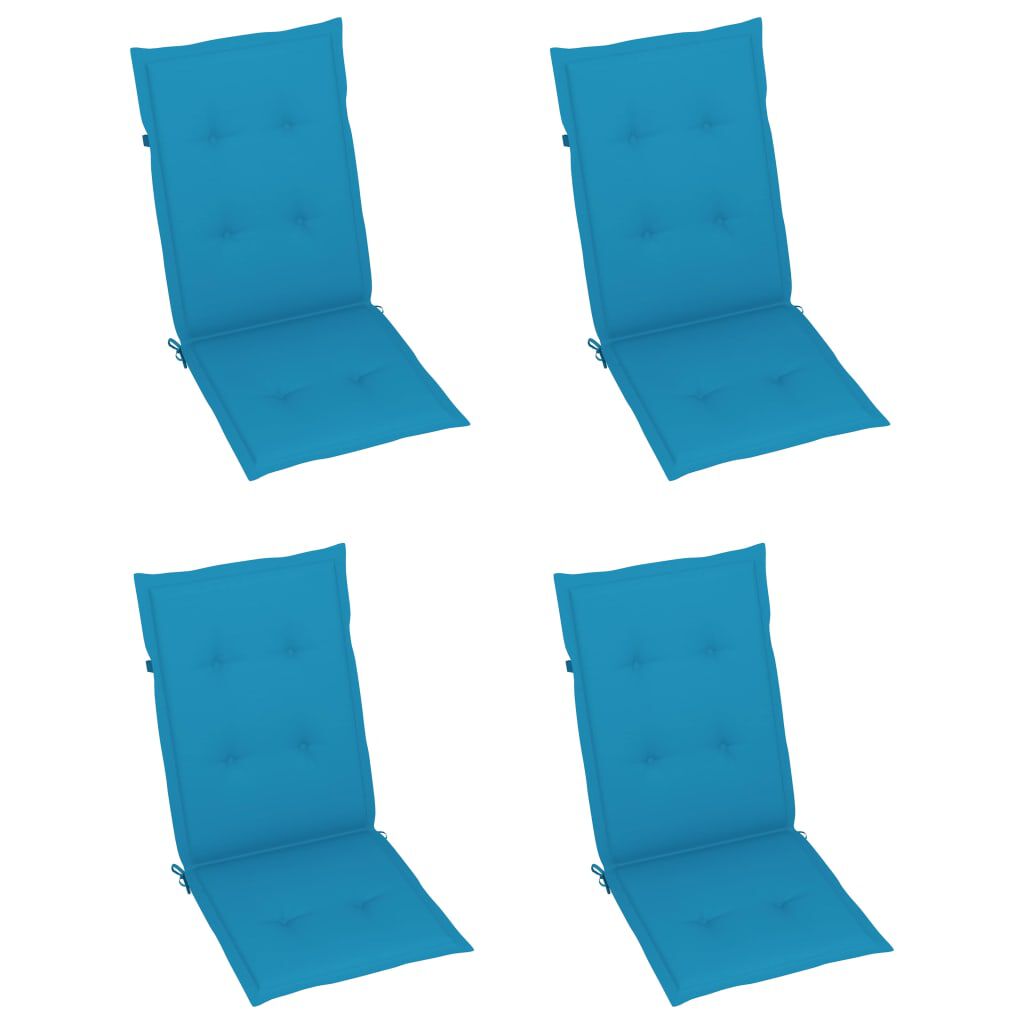 vidaXL Garden Chairs 4 pcs with Blue Cushions Solid Teak Wood