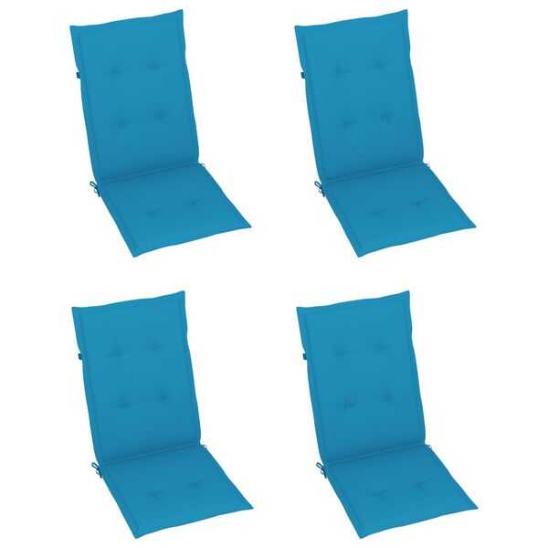 vidaXL Garden Chairs 4 pcs with Blue Cushions Solid Teak Wood