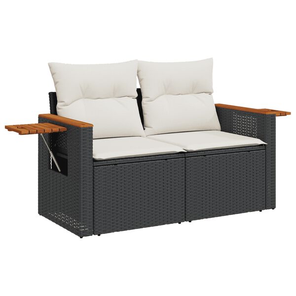 vidaXL 10 Piece Garden Sofa Set with Cushions Black Poly Rattan