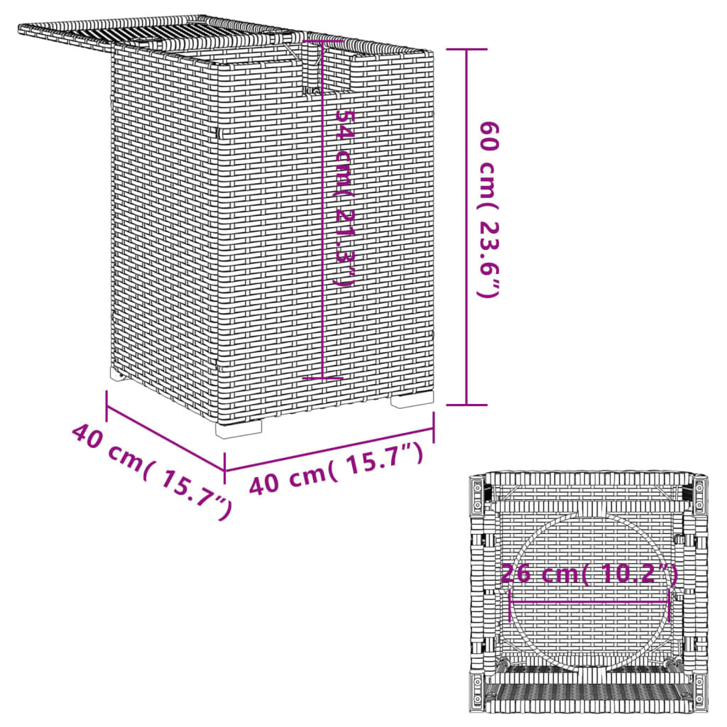 vidaXL Propane Tank Cover Table Grey 40x40x60 cm Poly Rattan