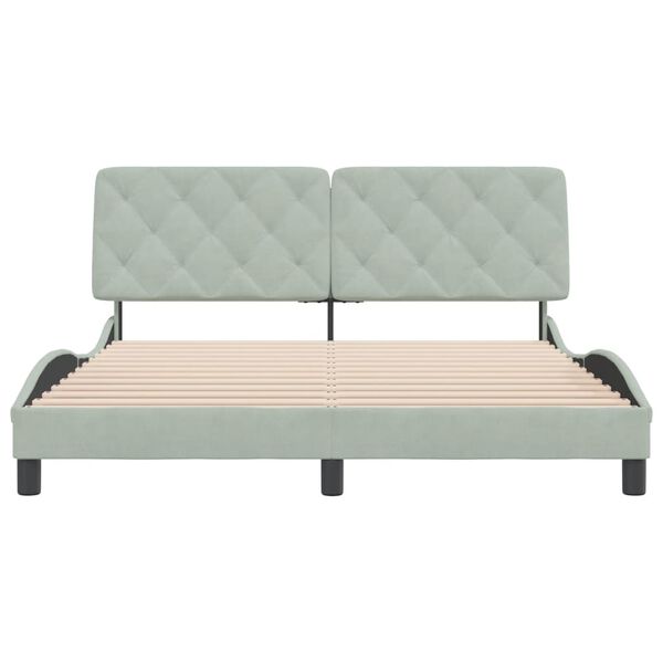 vidaXL Bed Frame without Mattress Light Grey 152x203 cm Queen Velvet