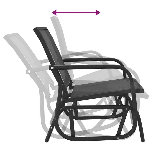 vidaXL Garden Glider Chair Black 61x76x87 cm Textilene&Steel