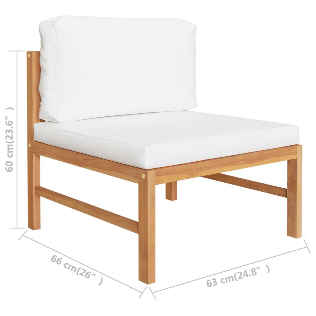 vidaXL 3 Piece Garden Lounge Set with Cream Cushions Teak Wood