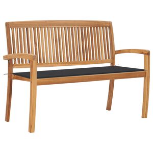 vidaXL Stacking Garden Bench with Cushion 128.5 cm Solid Teak Wood
